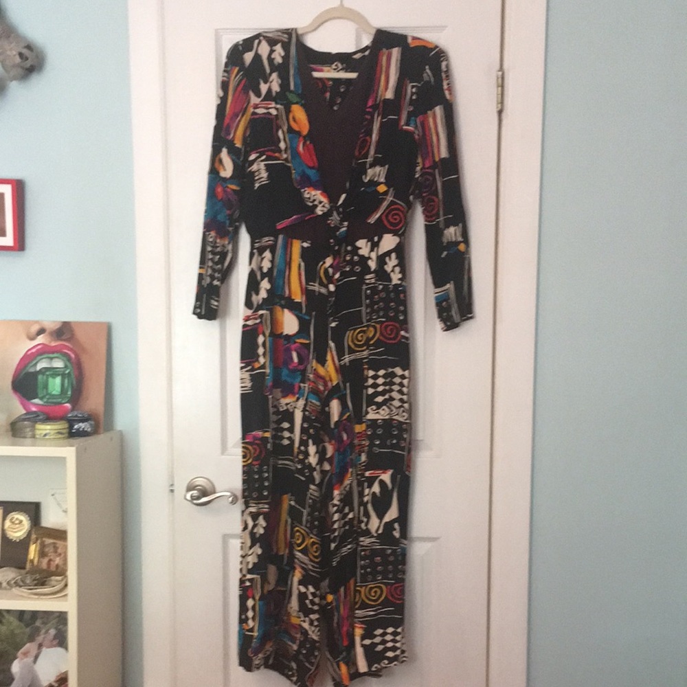 Funky Vintage 80s Abstract-Fruit Print Jumpsuit